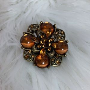 Orange jeweled elastic fashion ring